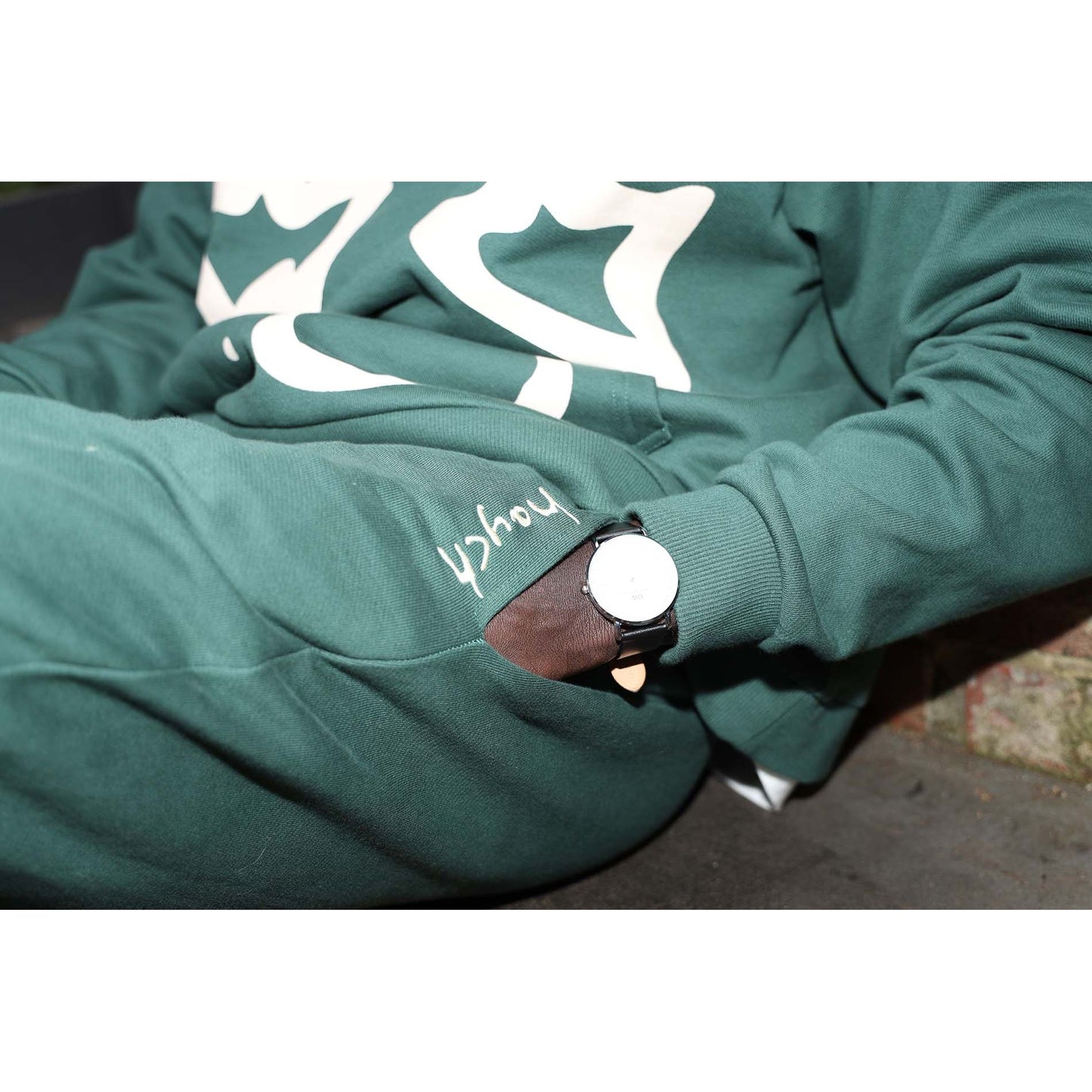 Large Face Hoodie - Forest Green
