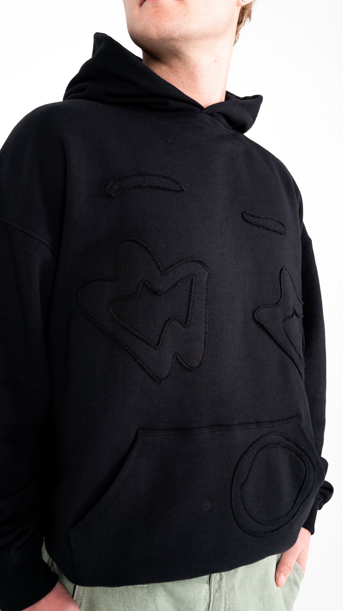 Black on Black Big Face Hoodie
