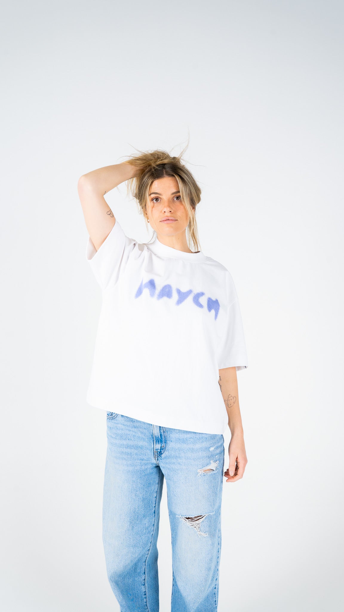 Stipple Tee - White/Blue Ice