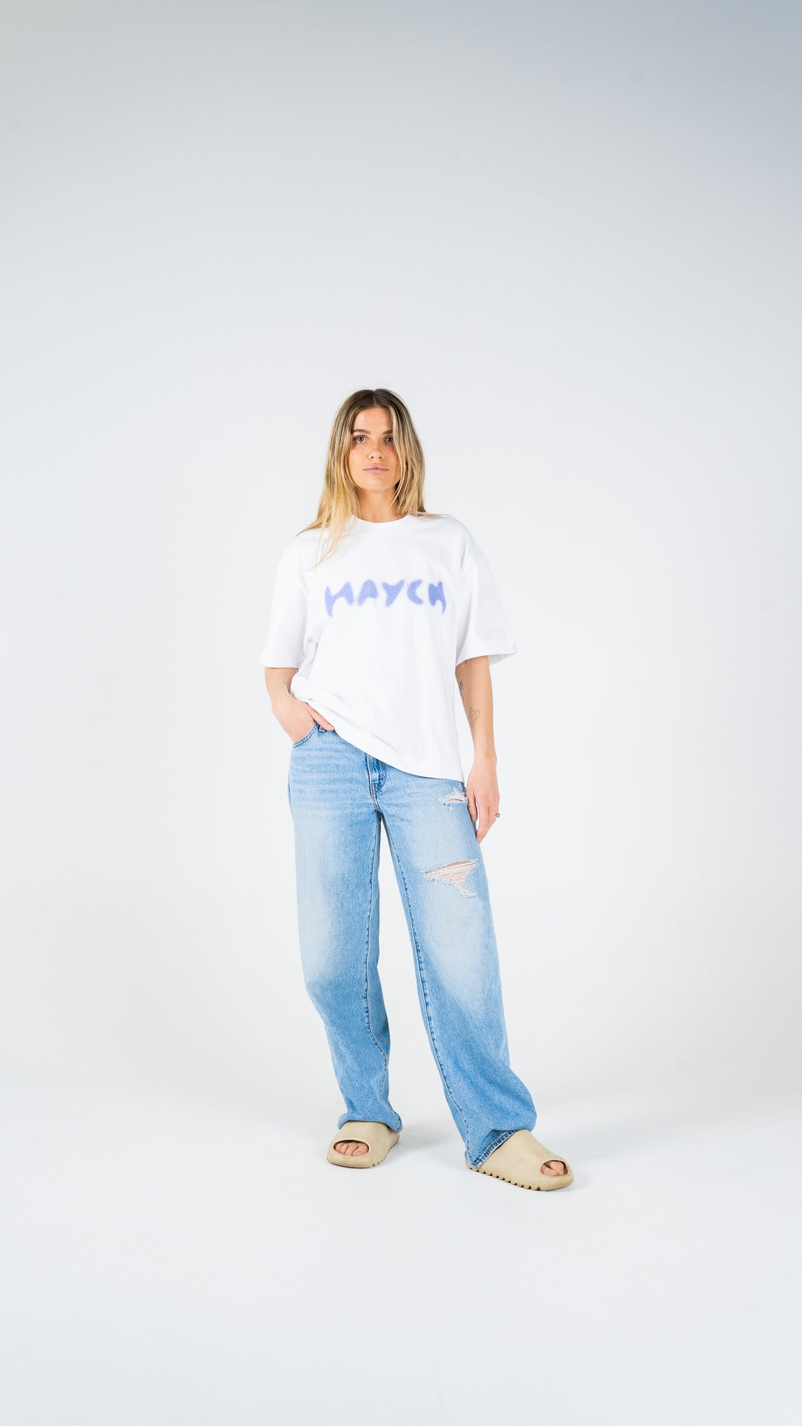 Stipple Tee - White/Blue Ice