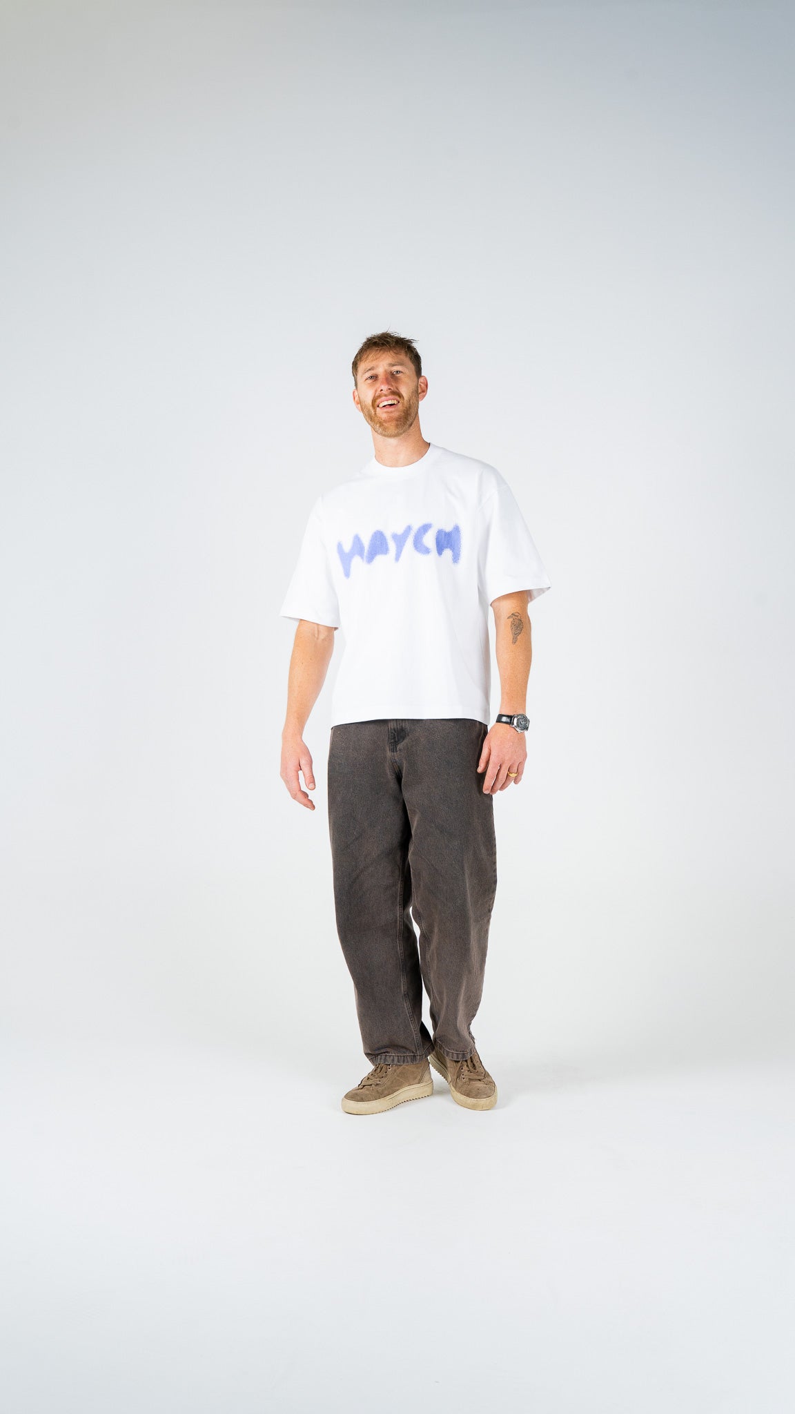 Stipple Tee - White/Blue Ice