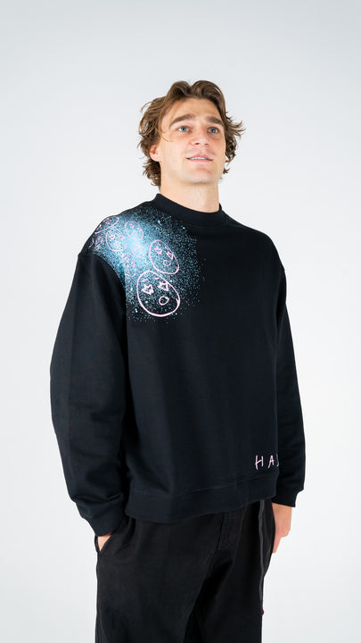 Splatter face crew - black/blue/pink