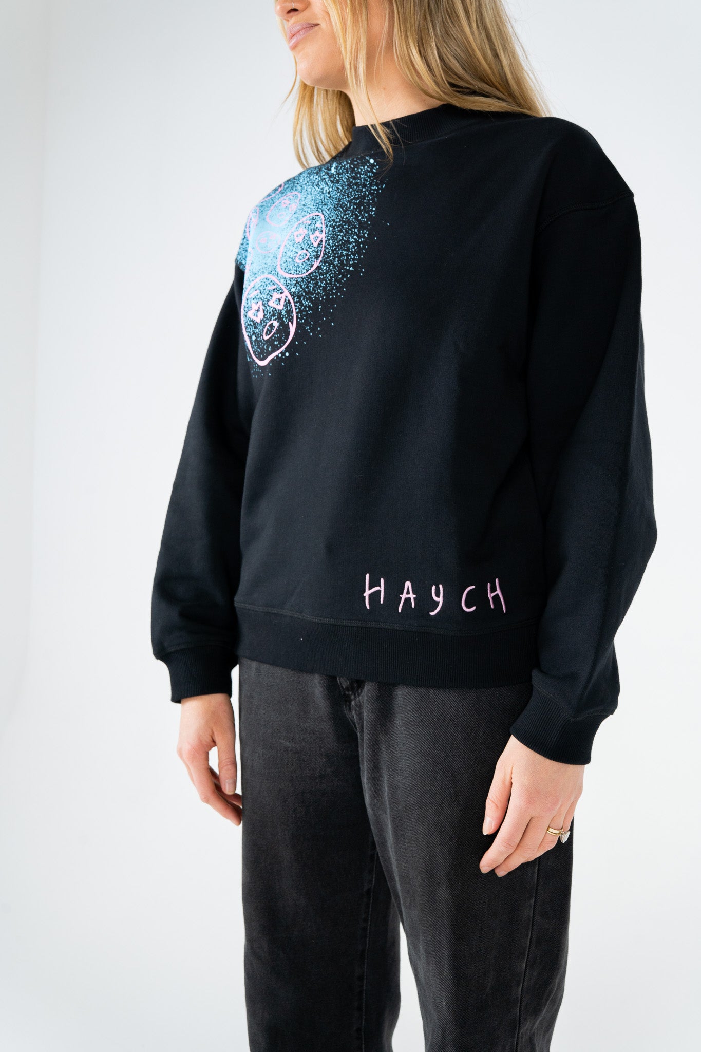 Splatter face crew - black/blue/pink