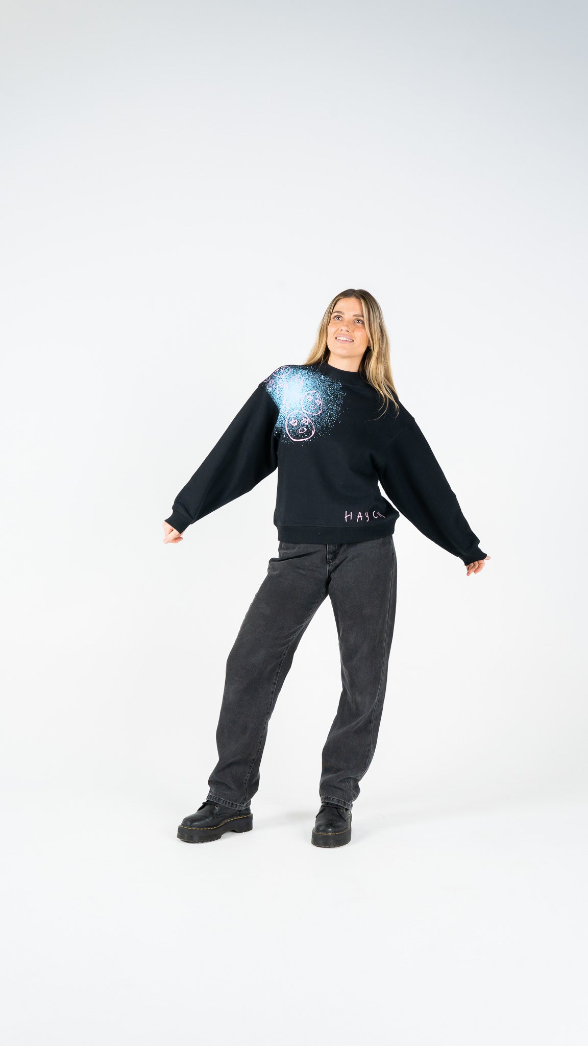 Splatter face crew - black/blue/pink