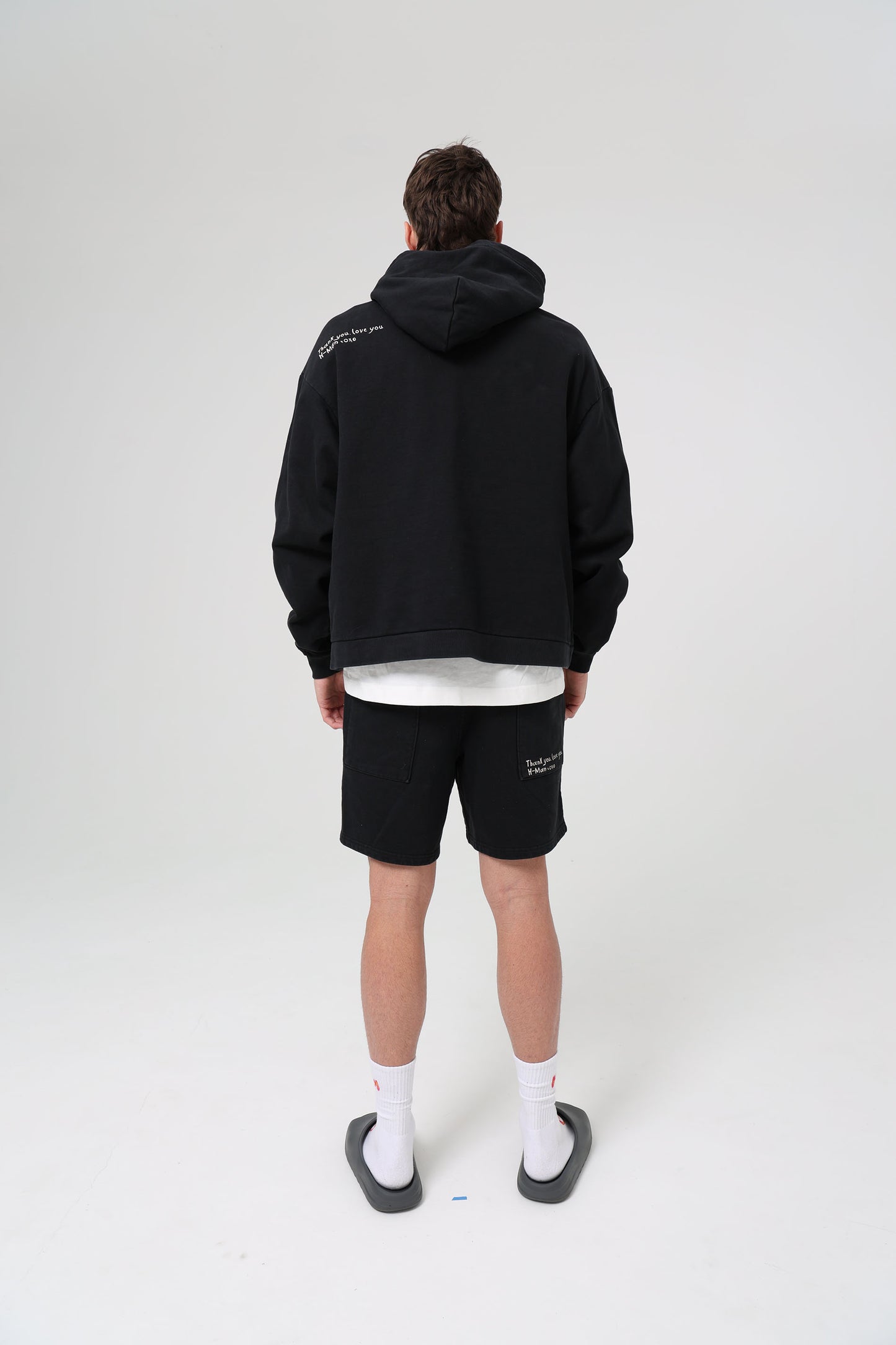 Large Face Hoodie - Washed Black